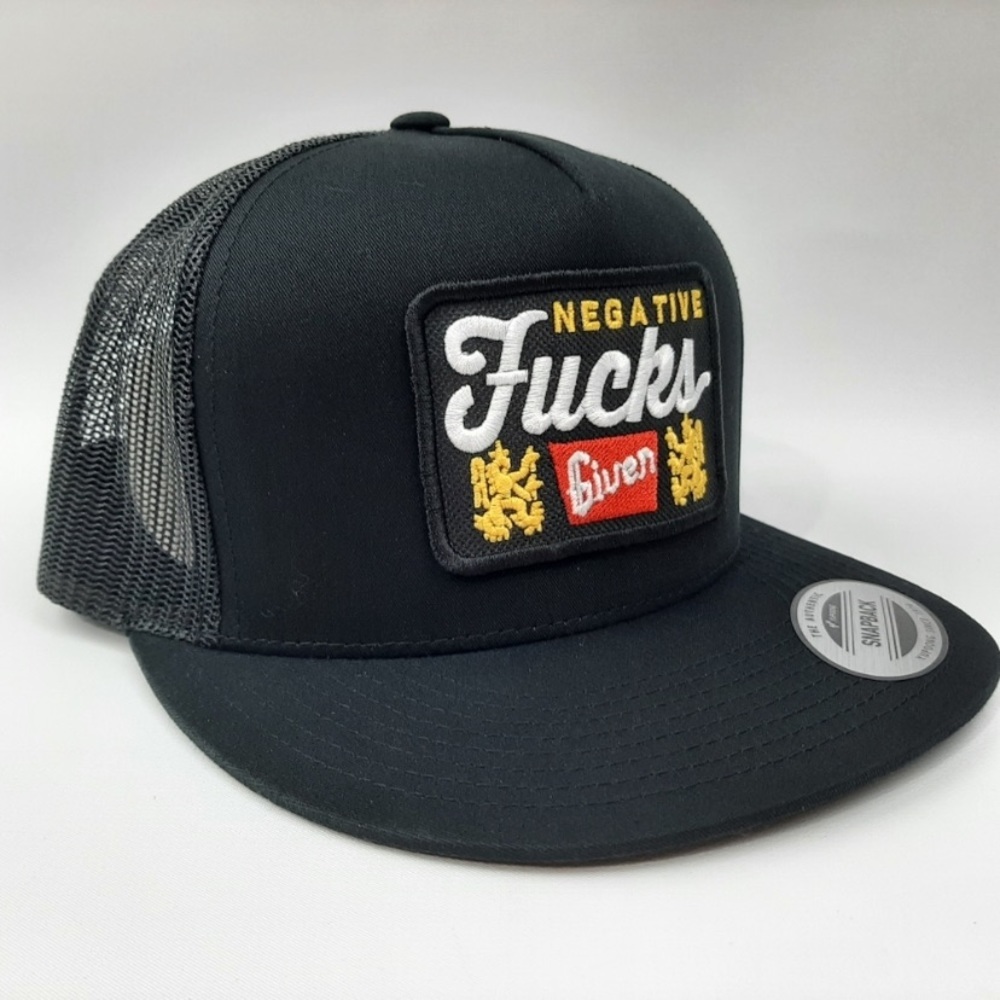 Negative F's Given Embroidered Patch Flat Bill Trucker Mesh Snapback Cap Hat